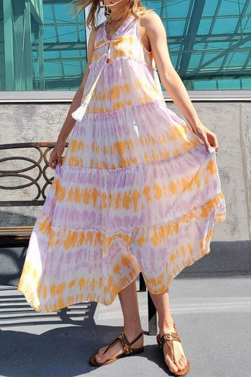 TIE DYE EVENING MAXI DRESS