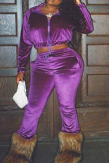 VELOUR JACKET TRACKSUIT SET