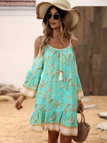 Lightweight Summer Dress with Cold Shoulders