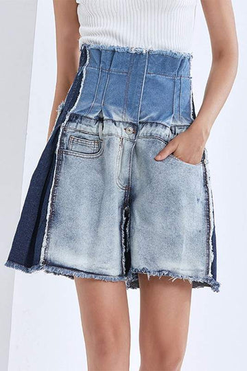 PATCHED DENIM SHORTS