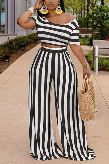 Stripes Tee And Pants Set