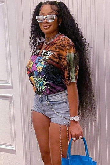 GRAPHIC TIE DYE CROP TEE