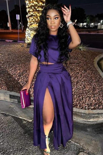 PLEATED LONG SKIRT SET