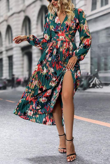 PRINTED LONG SLEEVED HIGH END DRESS FOR WOMEN