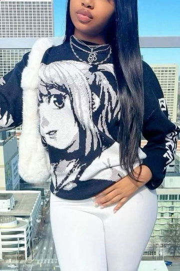 SOLID KNITTED PULLOVER SWEATER