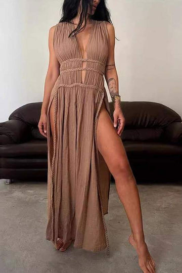 Maxi Dress with Slit, Boho Summer Dress