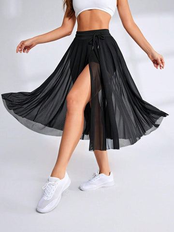 TENNIS BASIC PLEATED DETAIL SPORTS SKORT WITH PHONE POCKET