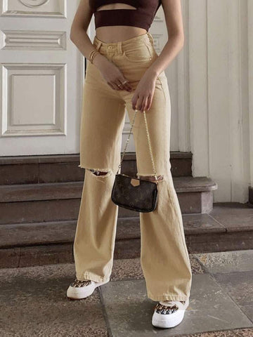 Premium Quality Denim Wide-Leg Pants Set