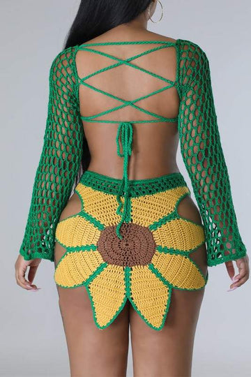 CROCHET SUNFLOWER SKIRT SET