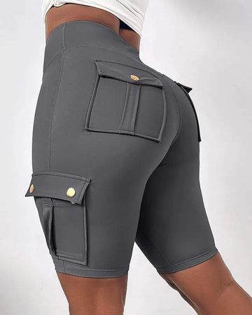 RUCHED QUICK DRY POCKET DESIGN SPORTS YOGA SHORTS
