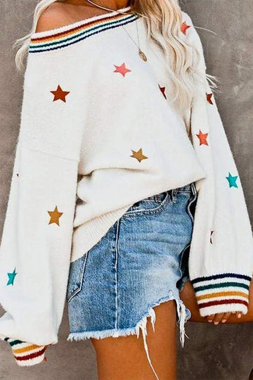 OMBRE STAR STRIPE KNIT SWEATER