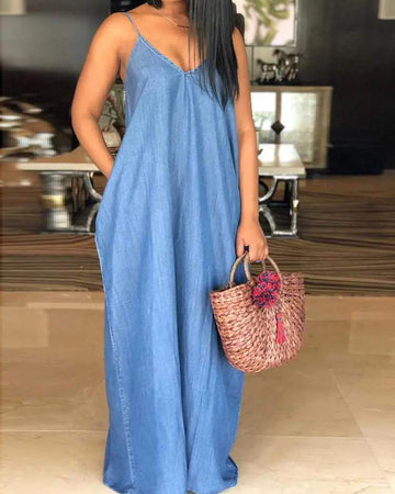 Denim Sundress, Relaxed Bohemian Style