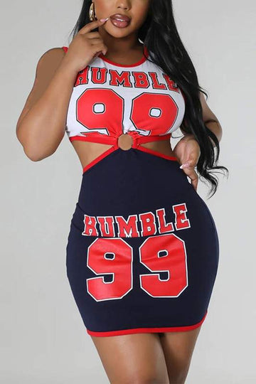 SLEEVELESS GRAPHIC MINI DRESS