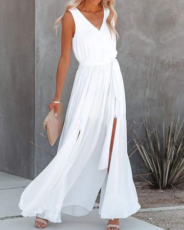 Chic Summer Dress, Flowy V-Neck Design