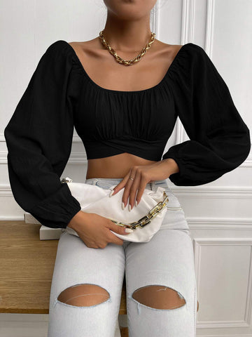 Womenâs Puff Sleeve Blouse, Casual Layering Piece