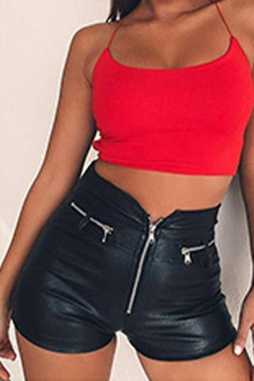 FAUX LEATHER FASHION SHORTS