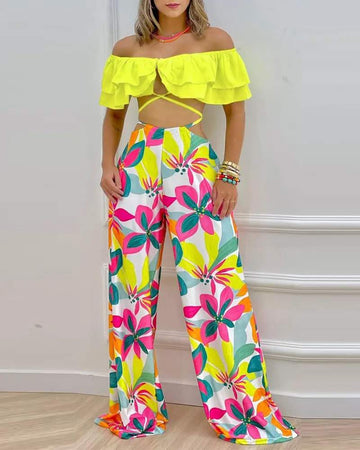 Festival Attire: Floral Pants & Off-Shoulder Top