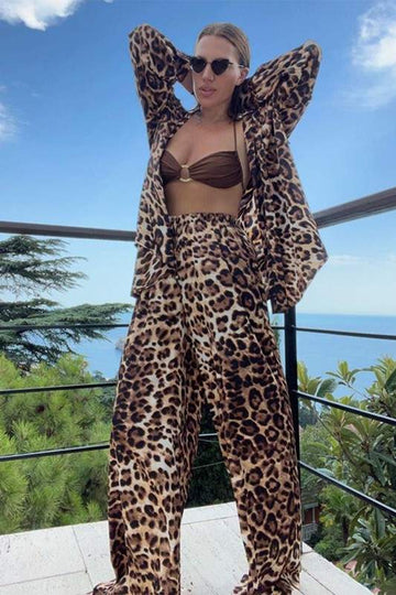 LEOPARD PRINT TOP PANTS SET