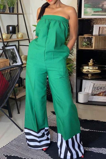 STRAPLESS WIDE LEG JUMPSUITS