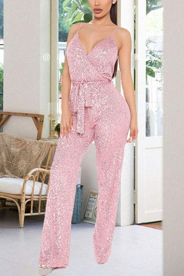 SEQUINS CAMISOLE WIDE LEG JUMPSUITS
