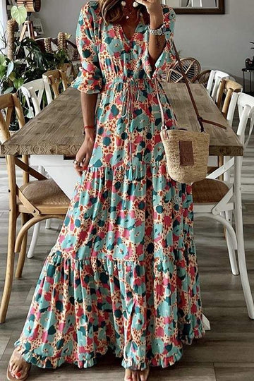 PRINTED LONG SLEEVE DRESS