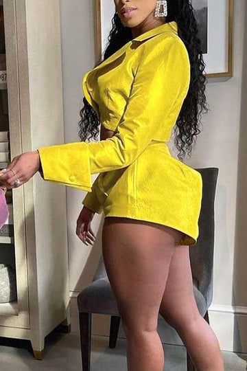 LONG SLEEVE BLAZER TOP AND SHORTS SET