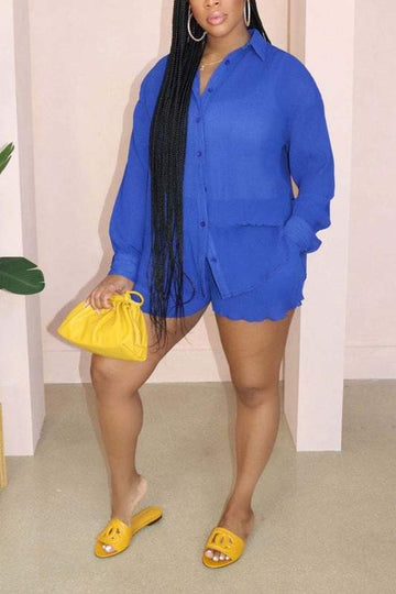 BLOUSE SHIRT AND SHORTS SET