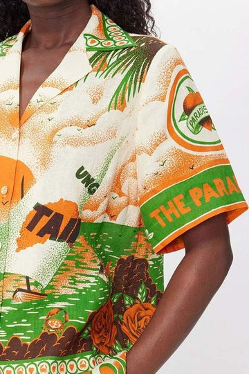 GRAPHICAL LINE PRINT TOP SHORTS SET