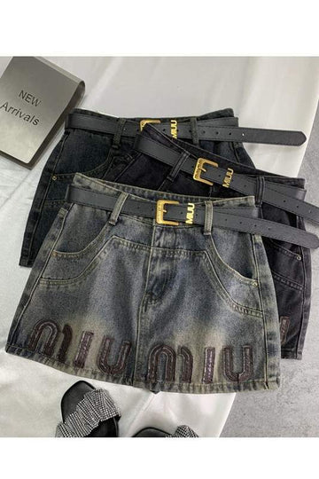 Denim Skirt with Belt, High-Waisted Trends