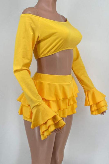 OFF SHOULDER SHIRT AND SHORTS SET