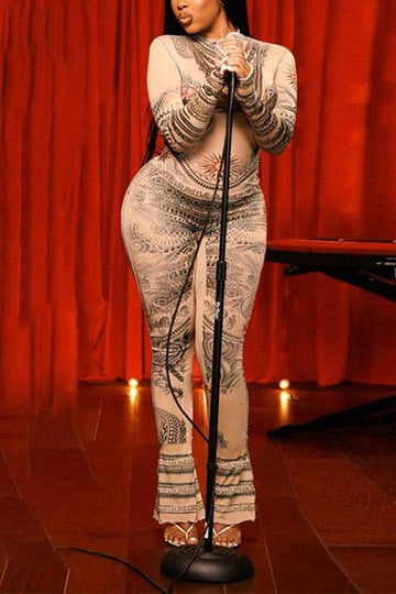 PRINTED MESH JUMPSUIT