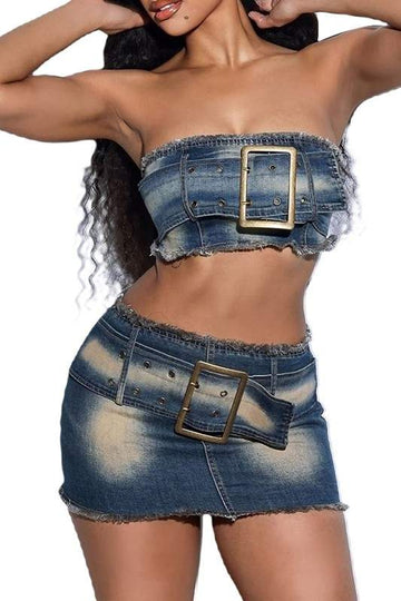 BELT BANDEAU TOP SKIRT SET