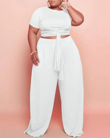 Plus Size Two-Piece Set, Trendy Lounge Set