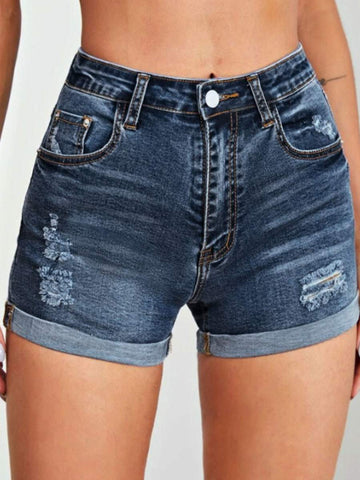 WOMEN DENIM SHORTS RETRO BUTTONS ZIPPER FLY STRAIGHT SUMMER SHORTS