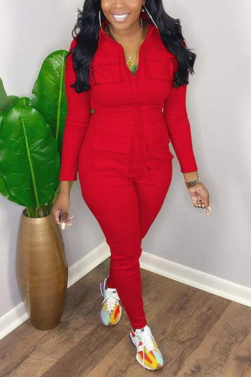 LONG SLEEVE CARGO JUMPSUITS