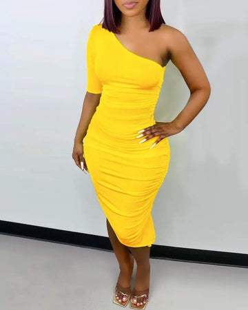 Chic One Shoulder Casual Dress