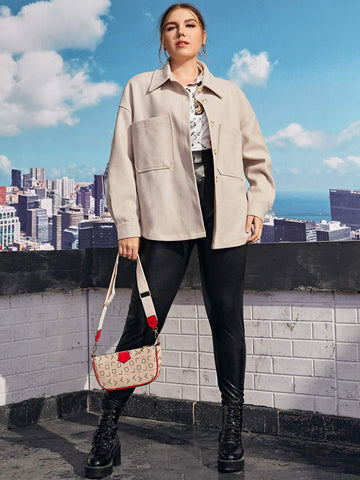 PLUS DUAL POCKET DROP SHOULDER OVERCOAT