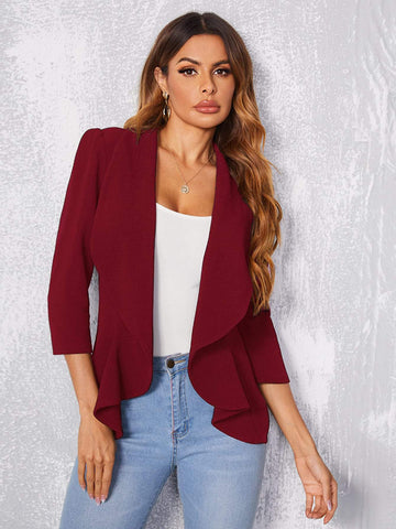 SOLID OPEN FRONT BLAZER