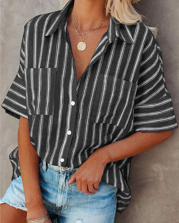 Versatile Blouse for Women, Striped Fashion Top