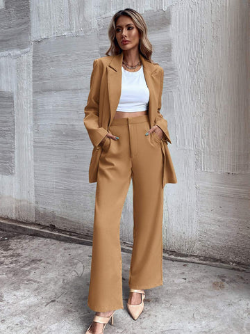 Women's Suit: Chic Blazer & Wide Leg Pants