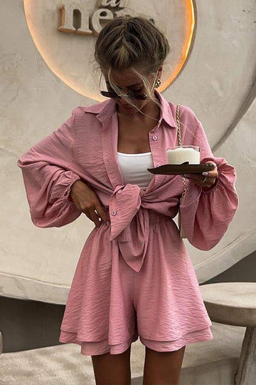 LINEN SHIRT AND SHORTS SET