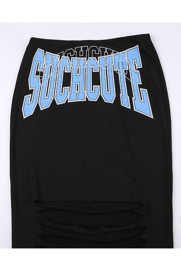 CUTOUT GRAPHIC SKIRT SET