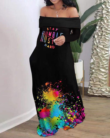 Evening Wear: Artistic Splash Maxi Dress