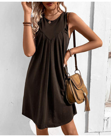 ROUND NECK SLEEVELESS MINI DRESS