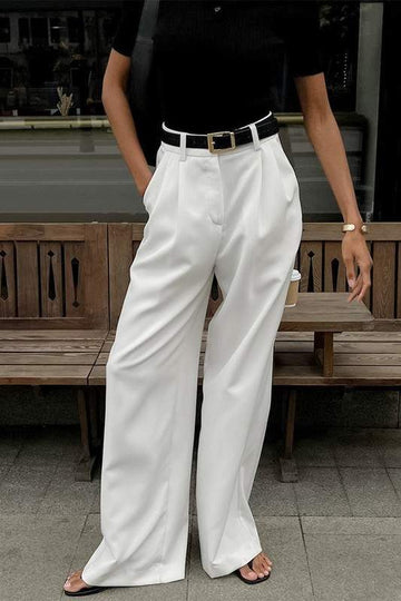SOLID WIDE LEGGED PANTS