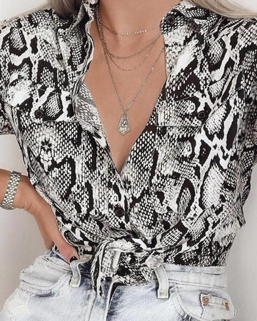 Womenâs Casual Button-Up, Lightweight Snake Shirt
