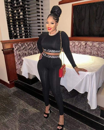 FASHION LETTER TIGHT LONG 2PC PANTS SETS