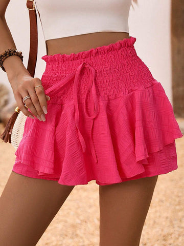 WYWH WOMEN S SOLID COLOR CABLE WAIST SHORTS