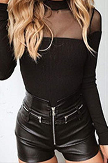 FAUX LEATHER FASHION SHORTS