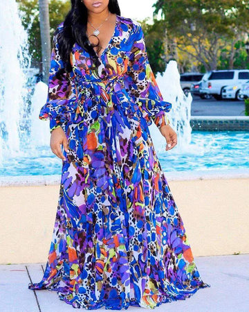Floral Maxi Dress with Long Sleeves